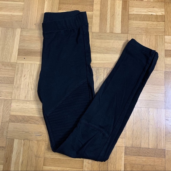 H&M Black Moto High Waisted Cotton Leggings - Picture 2 of 11